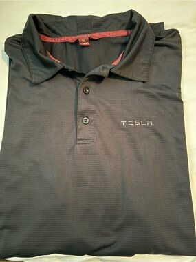 Tesla Men’s Black Polo with Red Trim